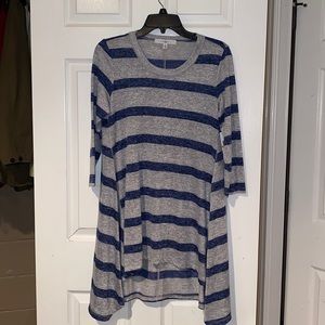 Grey and Navy striped dress EUC